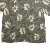 BATIK BAY Mens Green & Brown Floral Rayon 2XL Shirt Casual Summer Pattern