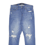 HOLLISTER Mens Blue Slim Skinny Denim Light W30 L30 Distressed Cotton Blend