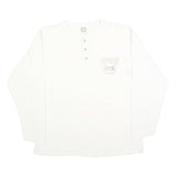 COTTON DELUXE Mens White Henley Long Sleeve T-Shirt XL Monterey Print Casual