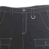 SO Womens Black Contrast Stitch Cargo Mini Cotton Skirt Size S Functional
