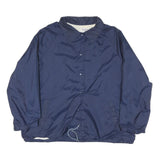 Mens Navy Blue Plain Jacket L Polyester Blend Button Closure Regular Fit Casual