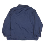 Mens Navy Blue Plain Jacket L Polyester Blend Button Closure Regular Fit Casual