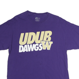 RUSSELL ATHLETIC Mens Purple Cotton Graphic T-Shirt L Crew Neck Short Sleeve