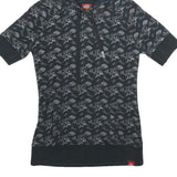 DICKIES Womens Black Cotton Blend Print Hoodie M Short Sleeve Casual Top