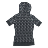 DICKIES Womens Black Cotton Blend Print Hoodie M Short Sleeve Casual Top