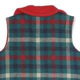 Womens Blue & Red Checked Button Front Jacket L Polyester Blend Plaid Warm