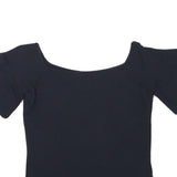 WHISTLES Womens Black Bardot Top Short Sleeve Square Neck XS Fashion