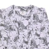 VALENTINE Womens White & Black Paisley Printed Top Long Sleeve V-Neck L Stylish