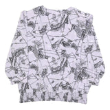 VALENTINE Womens White & Black Paisley Printed Top Long Sleeve V-Neck L Stylish