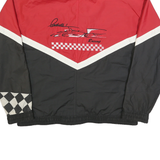 ASHLEY Mens Red & Black Racing Zip Jacket XL Polyester Colourblock