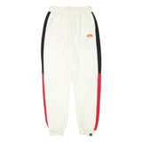 ELLESSE Womens Joggers White & Black & Red Slim Tapered UK 12 W25 L28 Cotton