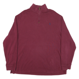 POLO RALPH LAUREN Mens Maroon Jumper Pullover Cotton Blend 2XL Quarter Zip