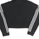 ADIDAS Womens Black Crop Hoodie UK 6 Cotton Blend Casual Sportswear