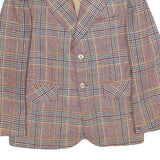 LIANG CHON Mens Brown & Orange Plaid Wool Button Jacket S Woven Classic Retro