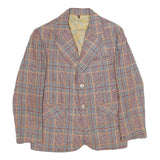 LIANG CHON Mens Brown & Orange Plaid Wool Button Jacket S Woven Classic Retro