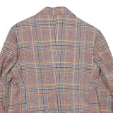 LIANG CHON Mens Brown & Orange Plaid Wool Button Jacket S Woven Classic Retro