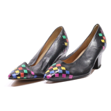 MARIPE Pump Heels Black Leather Womens UK 6