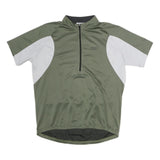 IXS Mens Green & White Cycling T-Shirt 2XL Short Sleeve 1/4 Zip Sport Jersey