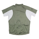 IXS Mens Green & White Cycling T-Shirt 2XL Short Sleeve 1/4 Zip Sport Jersey