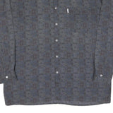 Mens Grey Pattern Cotton Blend Shirt XL Long Sleeve Button Fastening Casual