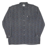 Mens Grey Pattern Cotton Blend Shirt XL Long Sleeve Button Fastening Casual