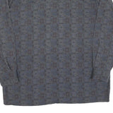 Mens Grey Pattern Cotton Blend Shirt XL Long Sleeve Button Fastening Casual