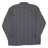 Mens Grey Pattern Cotton Blend Shirt XL Long Sleeve Button Fastening Casual