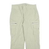 Cotton Blend Mens Beige Relaxed Cargo Trousers W34 L30 Zip Pockets Utility