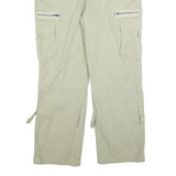 Cotton Blend Mens Beige Relaxed Cargo Trousers W34 L30 Zip Pockets Utility