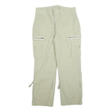 Cotton Blend Mens Beige Relaxed Cargo Trousers W34 L30 Zip Pockets Utility