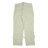 Cotton Blend Mens Beige Relaxed Cargo Trousers W34 L30 Zip Pockets Utility