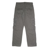 WRANGLER Mens Regular Cargo Cotton Grey Trousers W29 L30 Workwear Zip Closure