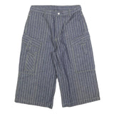 MODE JEANS Mens Shorts Blue Pinstripe Cargo S W28 Comfortable Cotton Blend