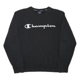 CHAMPION Mens Black Crew Neck S Sweatshirt Cotton Blend Logo Embroidered