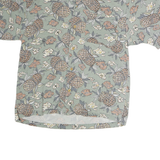 QUE Mens Green Pineapple Print Shirt XL Cotton Blend Relaxed Fit Summer