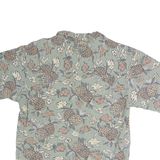 QUE Mens Green Pineapple Print Shirt XL Cotton Blend Relaxed Fit Summer