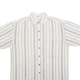 TRADERS Mens White & Pale Purple Striped Cotton Blend Shirt S Casual Summer