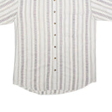 TRADERS Mens White & Pale Purple Striped Cotton Blend Shirt S Casual Summer