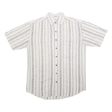 TRADERS Mens White & Pale Purple Striped Cotton Blend Shirt S Casual Summer