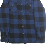JACHS Mens Blue & Black Check Shirt Cotton S Button Front Casual