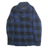 JACHS Mens Blue & Black Check Shirt Cotton S Button Front Casual