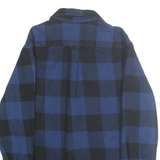 JACHS Mens Blue & Black Check Shirt Cotton S Button Front Casual