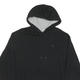 CHAMPION Mens Black Hoodie L Cotton Blend Classic Pullover Pocket Logo