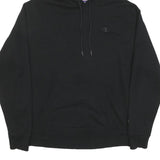 CHAMPION Mens Black Hoodie L Cotton Blend Classic Pullover Pocket Logo