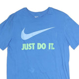 NIKE Mens Blue Graphic T-Shirt L Short Sleeve Crew Neck Just Do It Casual