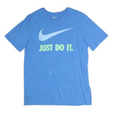 NIKE Mens Blue Graphic T-Shirt L Short Sleeve Crew Neck Just Do It Casual