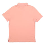 TOMMY HILFIGER Mens Peach Polo Shirt Short Sleeve Plain L Classic Fit Cotton
