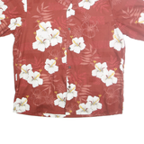 BISHOP ST Mens Rust & White Floral Cotton Shirt L Hawaiian Style Casual