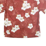 BISHOP ST Mens Rust & White Floral Cotton Shirt L Hawaiian Style Casual