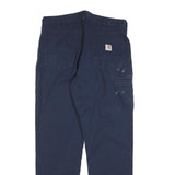CARHARTT Mens Cotton Blend Navy Relaxed Straight Trousers W36 L32 Workwear Zip